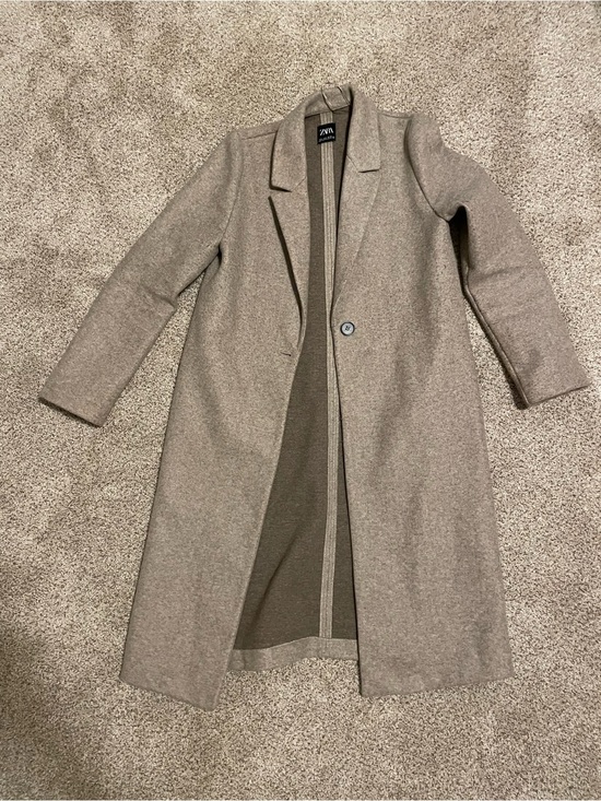 Zara Jackets & Blazers - Zara Taupe Long Single-Button Trench Coat